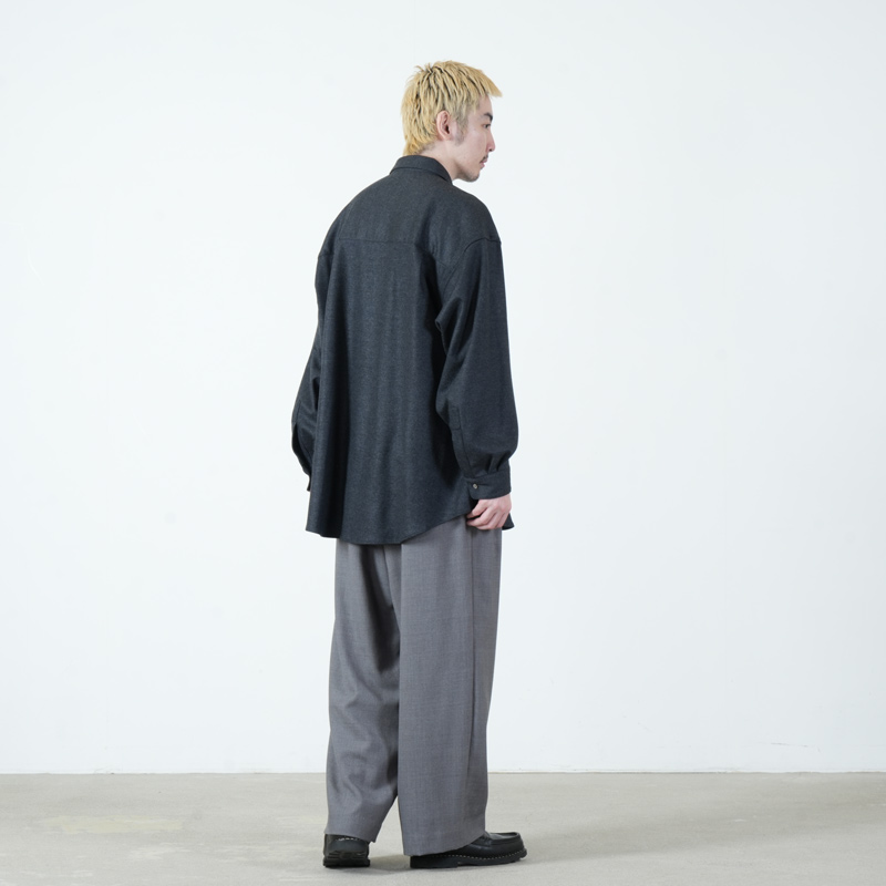 Graphpaper(����եڡ��ѡ�) Wool Smooth Flannel Oversized Regular Collar Shirt