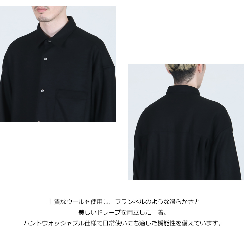 Graphpaper(����եڡ��ѡ�) Wool Smooth Flannel Oversized Regular Collar Shirt