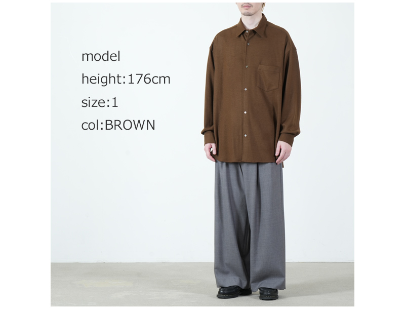 Graphpaper(����եڡ��ѡ�) Wool Smooth Flannel Oversized Regular Collar Shirt