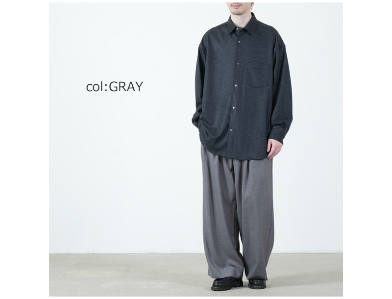 Graphpaper(����եڡ��ѡ�) Wool Smooth Flannel Oversized Regular Collar Shirt