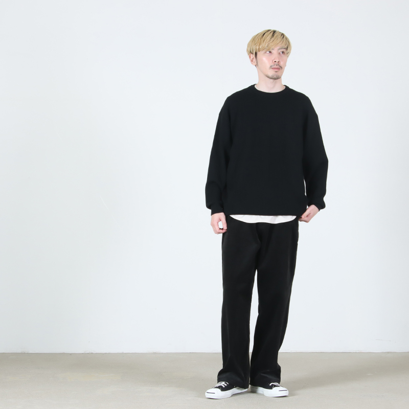 Graphpaper クルーネックコットンニット ブラック サイズ1 Graphpaper (グラフペーパー) High Density Crew Neck Knit / ハイデン