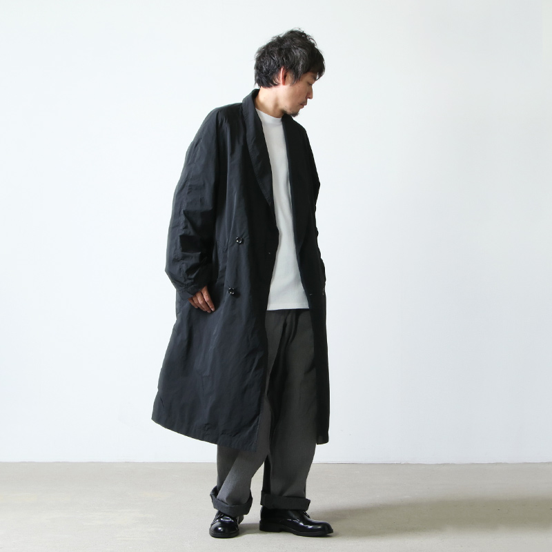 【美品】  Graphpaper / グラフペーパー | 2021AW | GARMENT DYED GOWN COAT ガーメントダイ ガウンコート | 1 | ブラック | メンズ