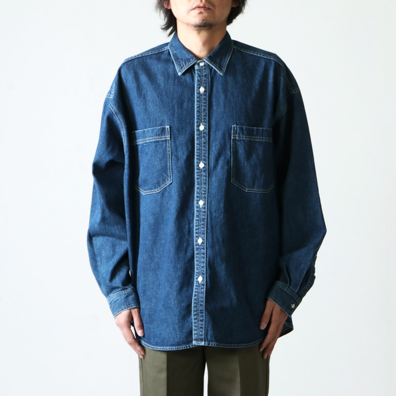 10,944円COMOLI 21aw シルクネルシャツ　サイズ2  FADE NAVY