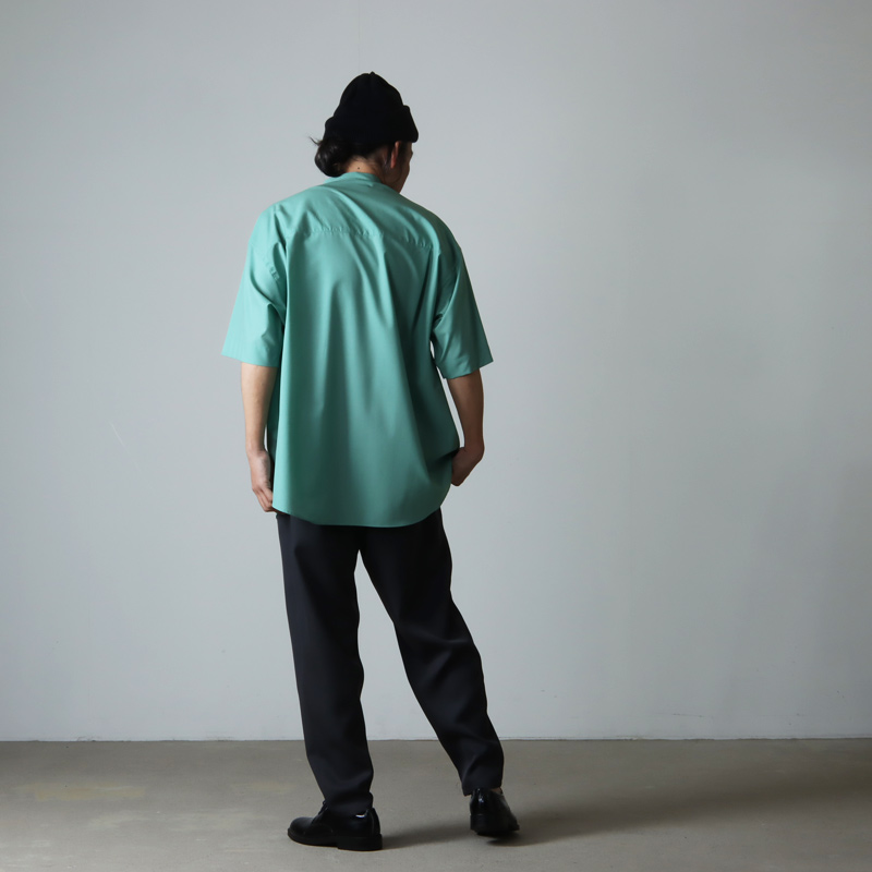 Graphpaper(եڡѡ) Fine Wool Tropical S/S Oversized Band Collar Shirt