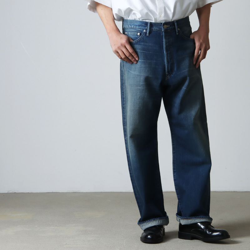 Graphpaper(եڡѡ) Selvage Denim Five Pocket Wide Straight Pants DARK FADE