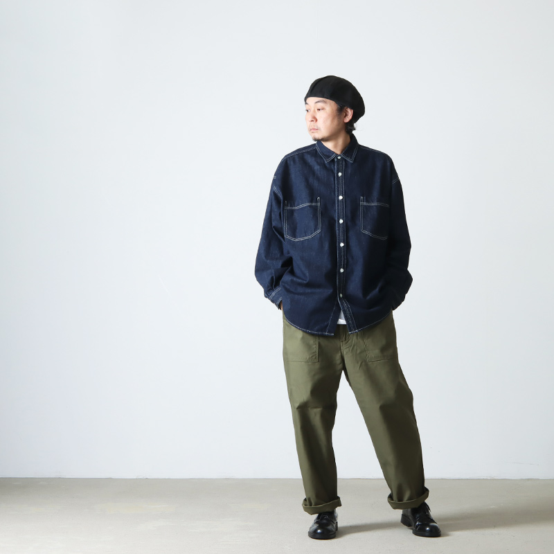 Graphpaper (グラフペーパー) Denim Regular Collar Shirt / デニム 