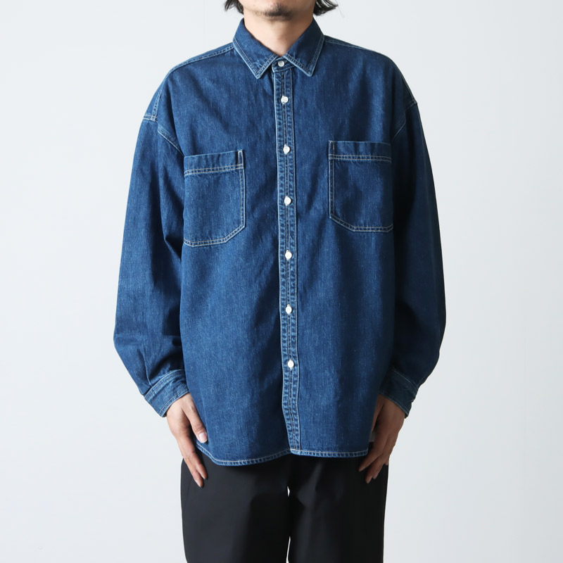 グラフペーパー Denim Regular Collar Shirt-