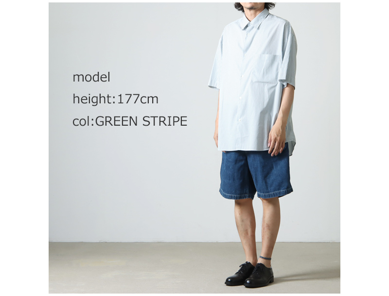 Graphpaper(եڡѡ) Broad Stripe S/S Oversized Regular Collar Shirt