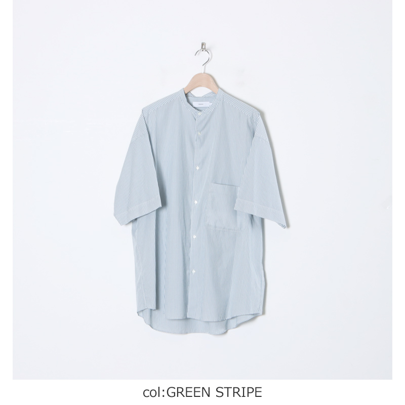 Graphpaper(եڡѡ) Broad Stripe S/S Oversized Band Collar Shirt