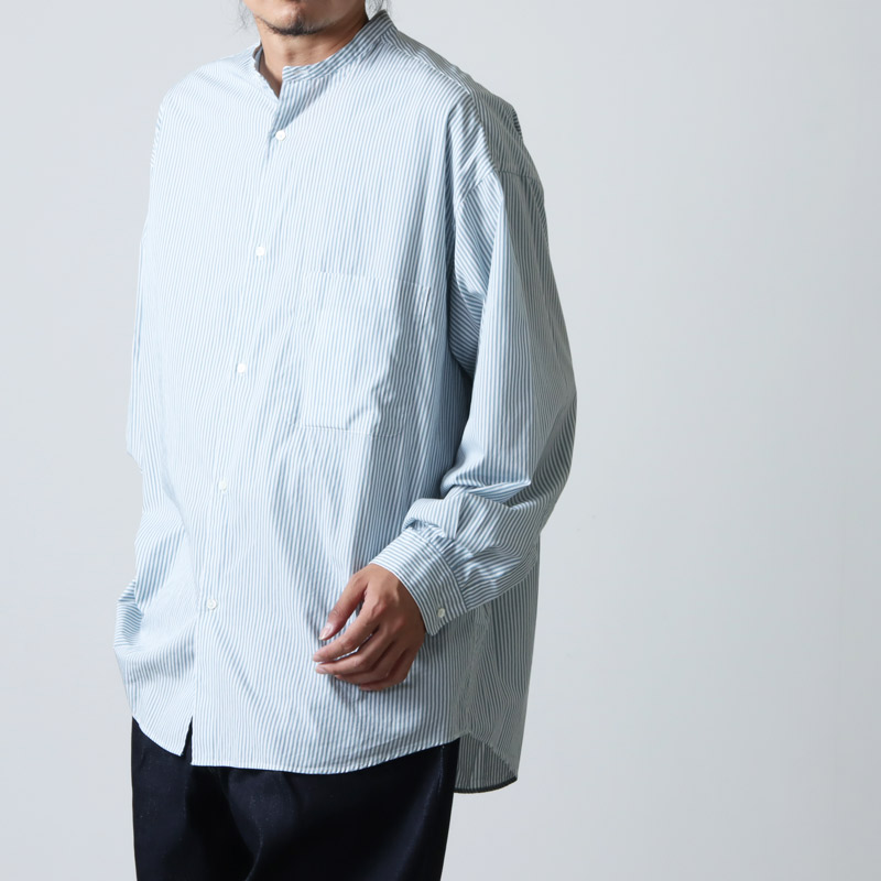 Graphpaper(եڡѡ) Broad Stripe L/S Oversized Band Collar Shirt