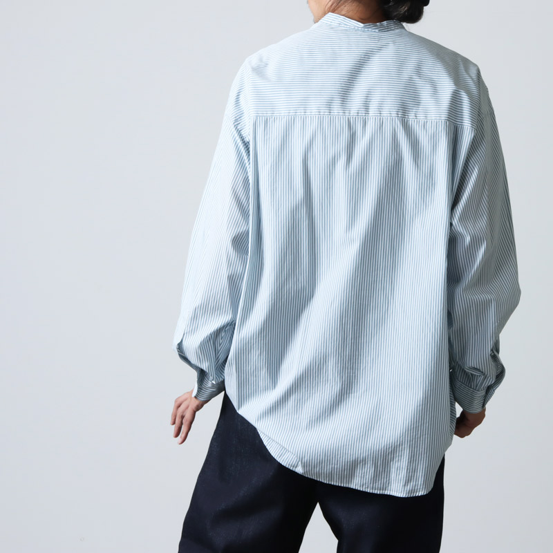 Graphpaper (グラフペーパー) Broad Stripe L/S Oversized Band Collar Shirt