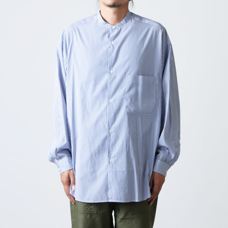 Graphpaper(եڡѡ) Broad Stripe L/S Oversized Band Collar Shirt