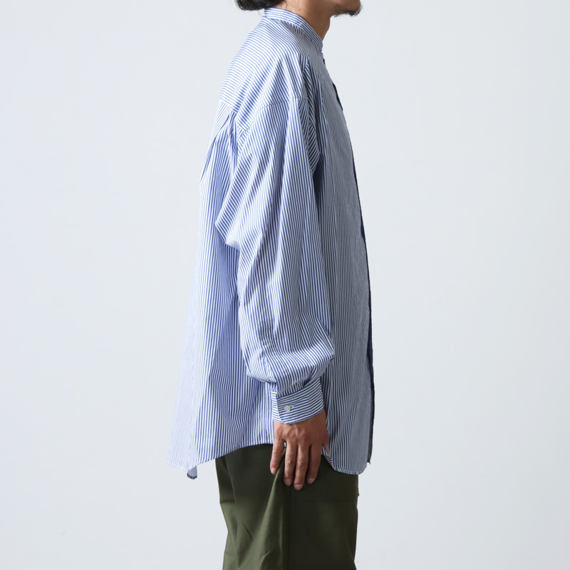 Graphpaper(եڡѡ) Broad Stripe L/S Oversized Band Collar Shirt