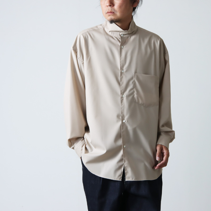Graphpaper (グラフペーパー) Fine Wool Tropical Stand Collar Shirt ...
