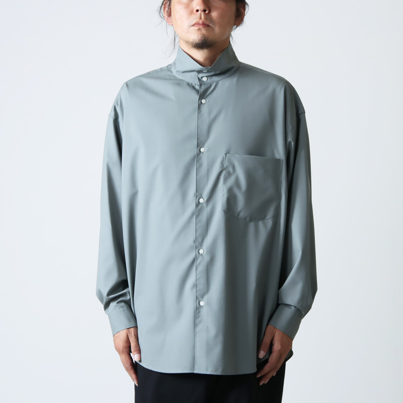 Fine Wool Tropical Stand Collar Shirt神経質な方は購入をお控え下さい