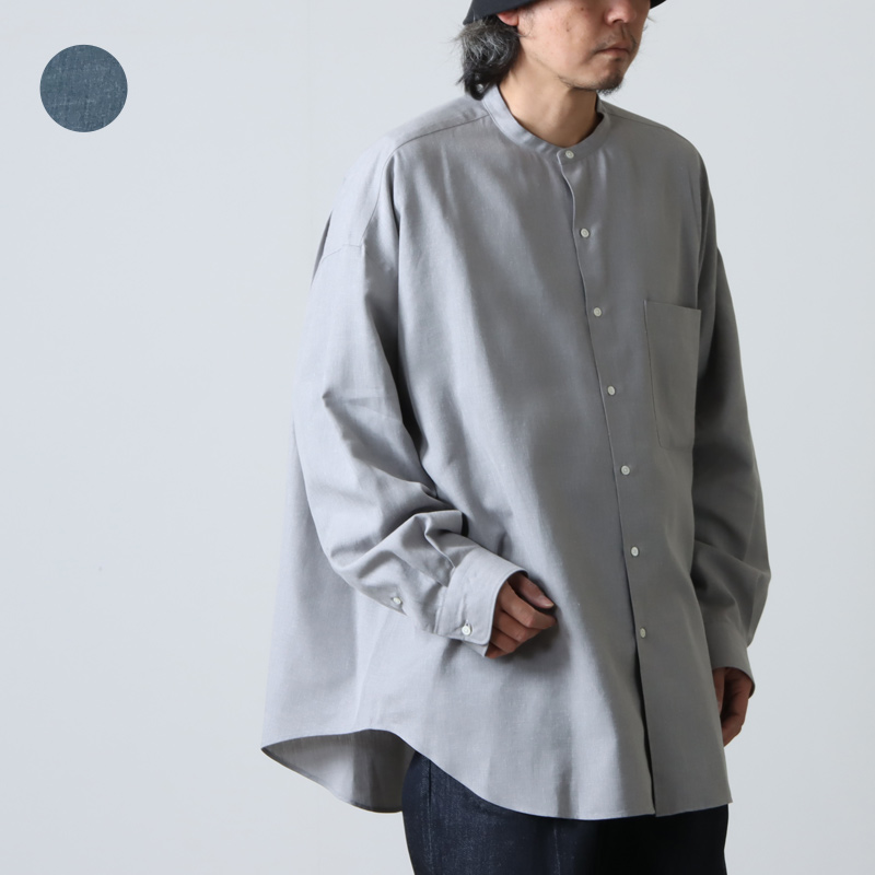 Graphpaper (եڡѡ) Linen Cupro Oversized Band Collar Shirt / ͥ󥭥ץ饪ХХɥ顼