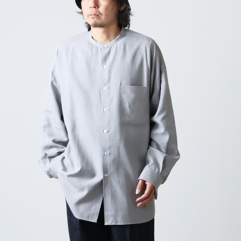 Graphpaper(եڡѡ) Linen Cupro Oversized Band Collar Shirt