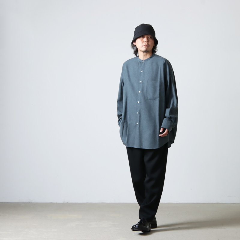 Graphpaper(եڡѡ) Linen Cupro Oversized Band Collar Shirt