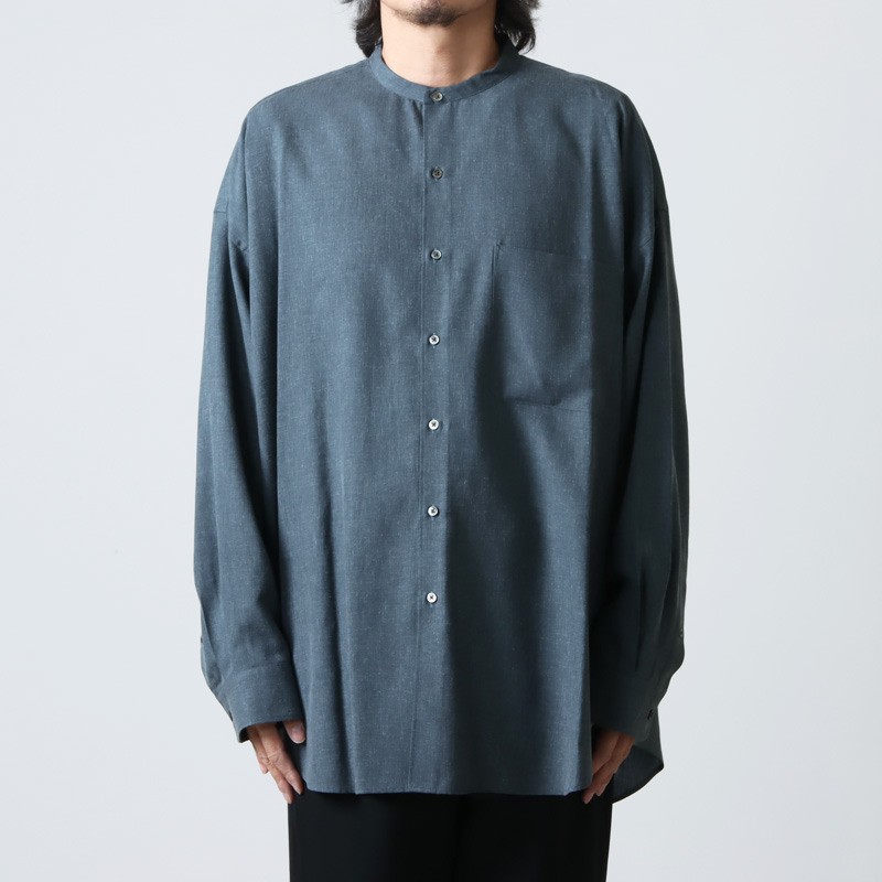 Graphpaper(եڡѡ) Linen Cupro Oversized Band Collar Shirt