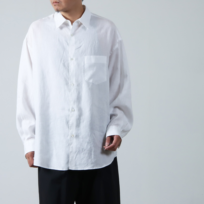 Linen L/S Oversized Regular Collar Shirt - coastalmind.com
