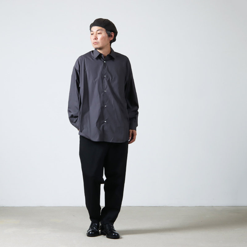 グラフペーパー GM223-50062B BROAD L/S OVERSIZED BAND COLLAR SHIRT ノーカラーオーバーサイズ長袖シャツ メンズ FREE