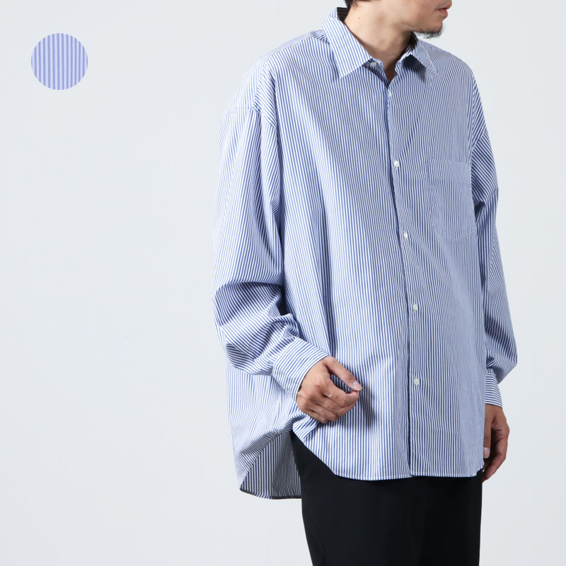 Graphpaper (եڡѡ) Broad L/S Oversized Regular Collar Shirt Stripe / ֥ɥ󥰥꡼֥Сɥ쥮顼顼