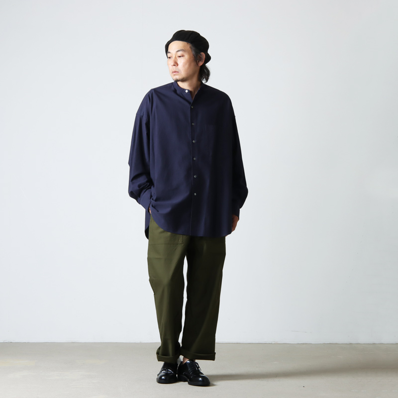 Oxford Oversized Bandcollar Shirt | hartwellspremium.com