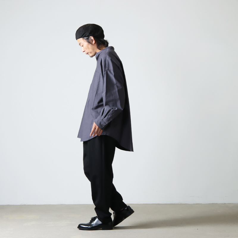 Graphpaper グラフペーパー 21AW Oxford Oversized Band Collar Shirt バンドカラーオックスフォードシャツ ネイビー F