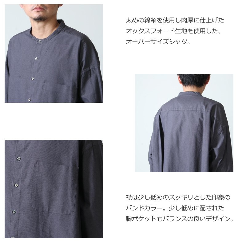 Graphpaper グラフペーパー 21AW Oxford Oversized Band Collar Shirt バンドカラーオックスフォードシャツ ネイビー F