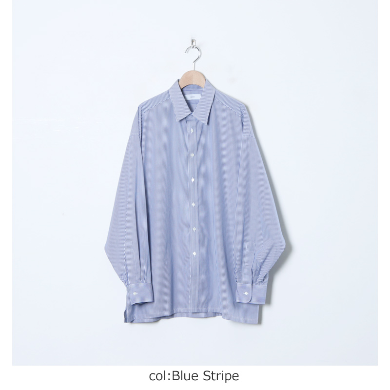 Graphpaper(եڡѡ) High Count Regular Collar Shirt Blue Stripe
