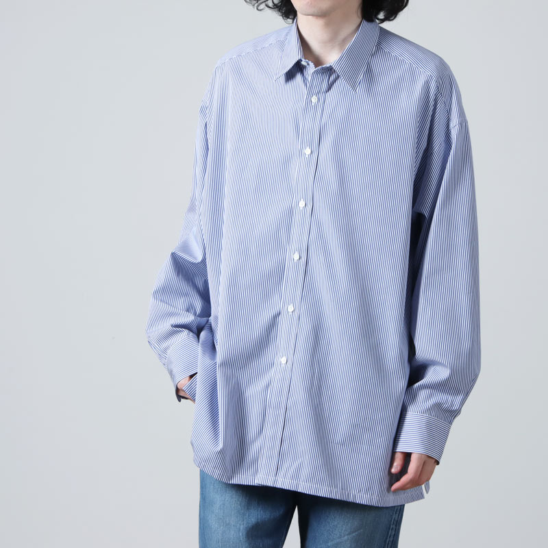 Graphpaper (グラフペーパー) High Count Regular Collar Shirt Blue