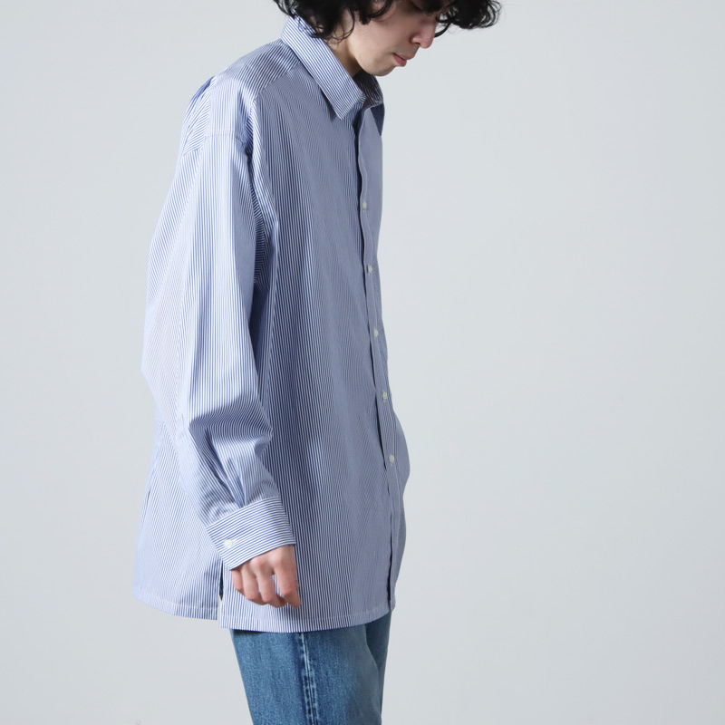 Graphpaper (グラフペーパー) High Count Regular Collar Shirt Blue