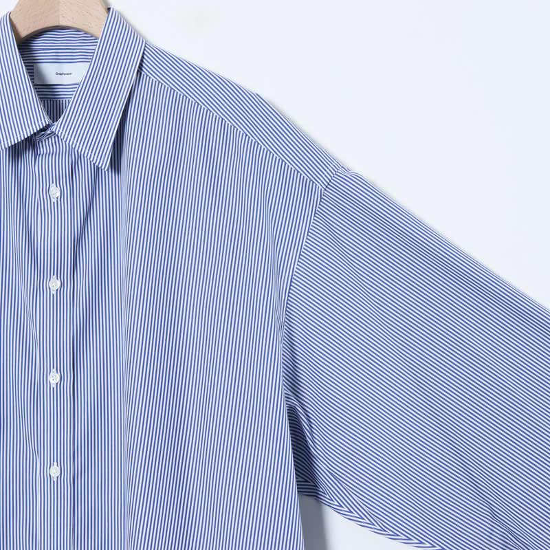 Graphpaper (グラフペーパー) High Count Regular Collar Shirt Blue Stripe /  ハイカウントレギュラーカラーシャツ ブルーストライプ