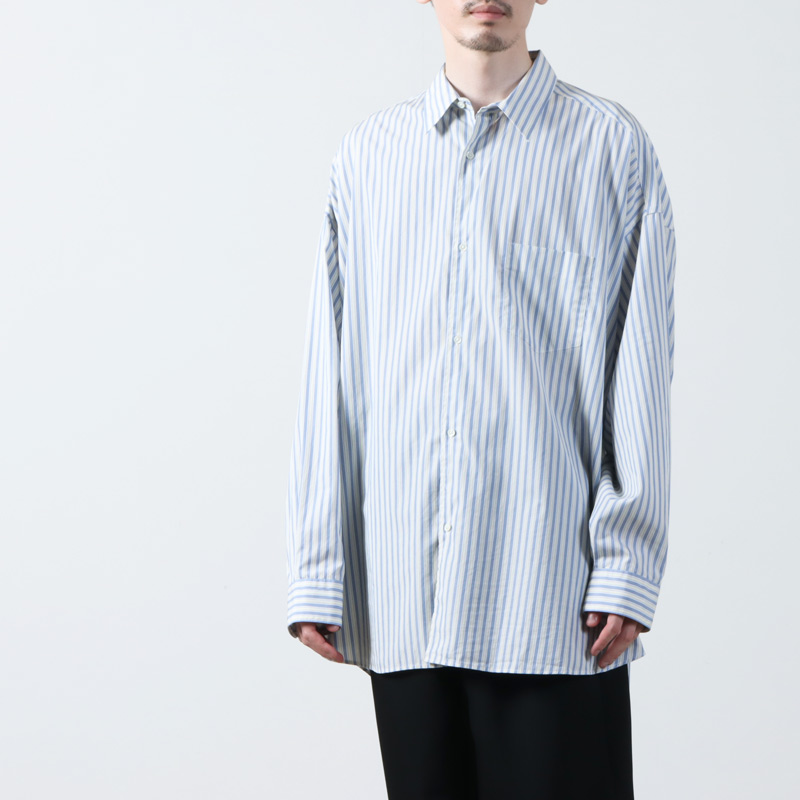 Graphpaper(եڡѡ) Broad L/S Oversized Regular Collar Shirt Stripe