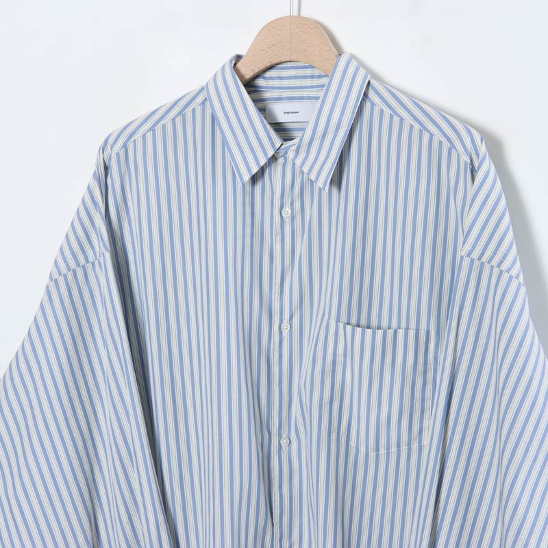 Graphpaper(եڡѡ) Broad L/S Oversized Regular Collar Shirt Stripe