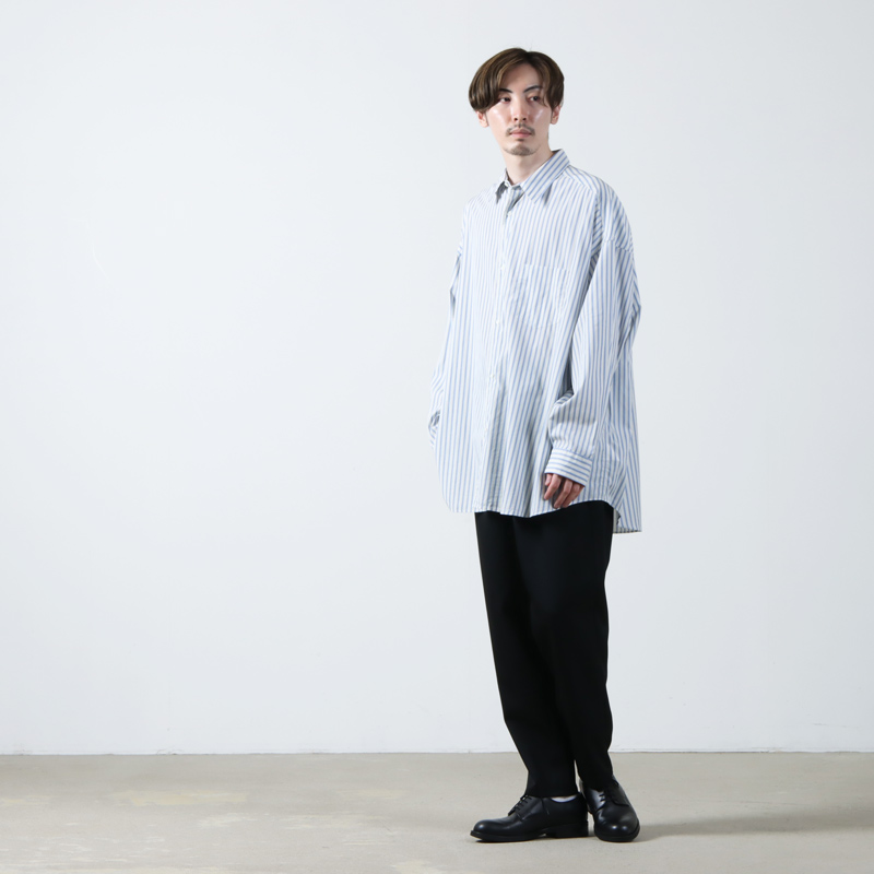 Graphpaper(եڡѡ) Broad L/S Oversized Regular Collar Shirt Stripe