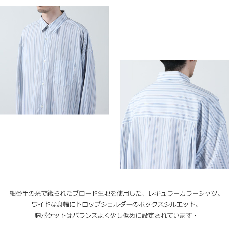 Graphpaper(եڡѡ) Broad L/S Oversized Regular Collar Shirt Stripe