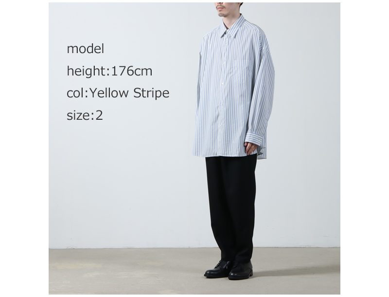 Graphpaper(եڡѡ) Broad L/S Oversized Regular Collar Shirt Stripe