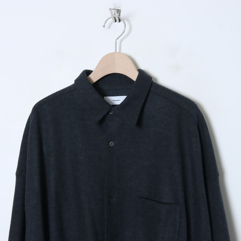 Graphpaper(եڡѡ) Wool Smooth Flannel Oversized Regular Collar Shirt