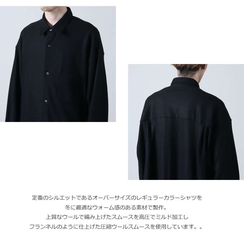 Graphpaper(եڡѡ) Wool Smooth Flannel Oversized Regular Collar Shirt