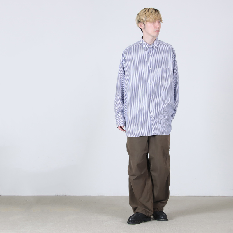Graphpaper(եڡѡ) Broad Stripe L/S Oversized Regular Collar Shirt