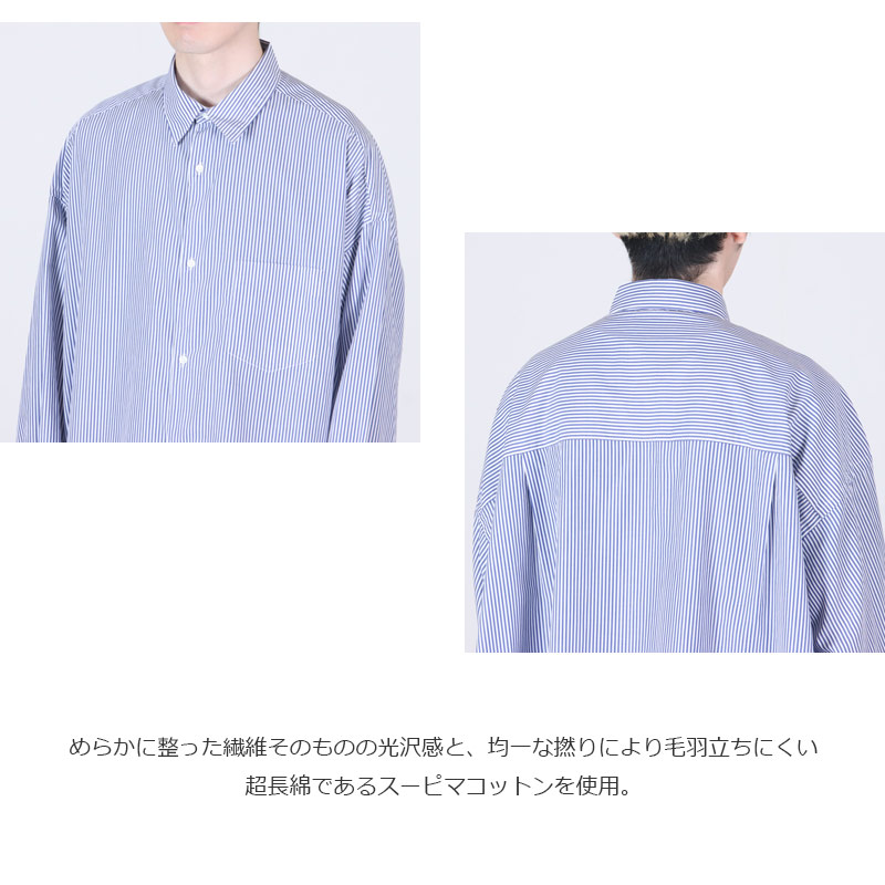 Graphpaper(եڡѡ) Broad Stripe L/S Oversized Regular Collar Shirt
