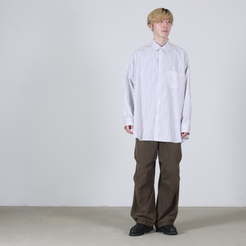 Graphpaper(եڡѡ) SIDOGRAS Stripe L/S Oversized Regular Collar Shirt