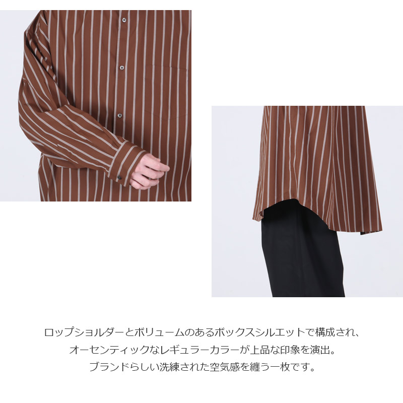 Graphpaper(եڡѡ) SIDOGRAS Stripe L/S Oversized Regular Collar Shirt