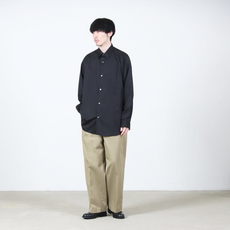 Graphpaper(����եڡ��ѡ�) Silicon Poplin Oversized Regular Collar Shirt