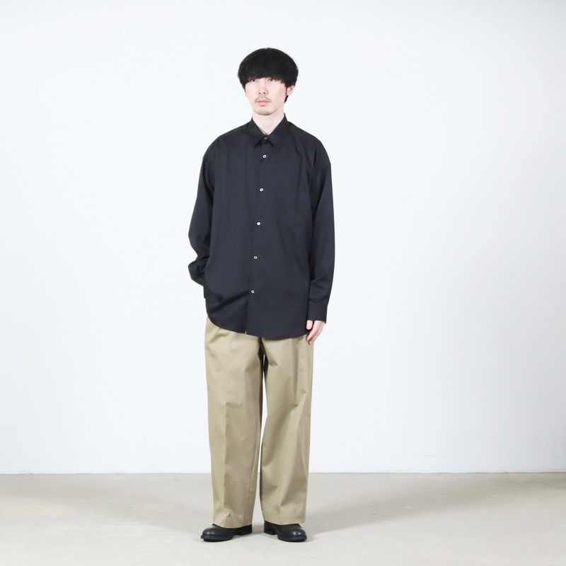 Graphpaper(����եڡ��ѡ�) Silicon Poplin Oversized Regular Collar Shirt