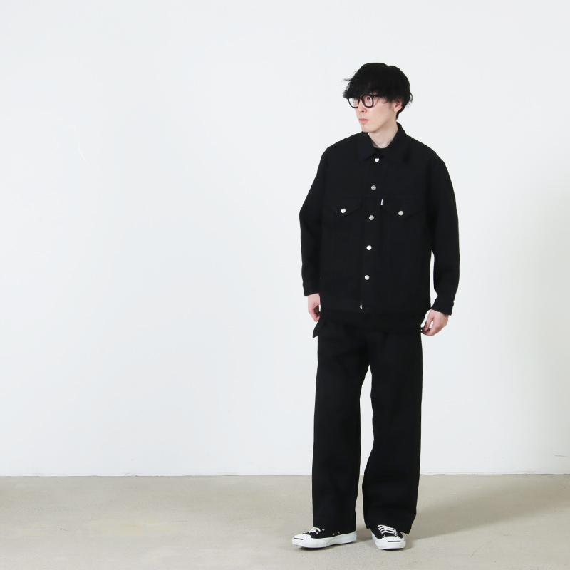 Graphpaper(����եڡ��ѡ�) Selvage Denim Trucker Jacket �� INDIGO RIGID �� BLACK WASHED