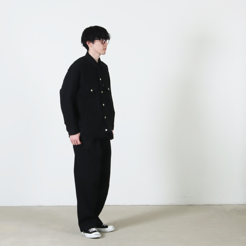 Graphpaper(����եڡ��ѡ�) Selvage Denim Trucker Jacket �� INDIGO RIGID �� BLACK WASHED