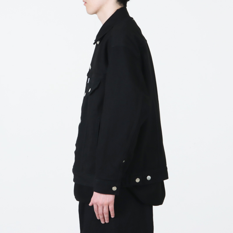 Graphpaper(����եڡ��ѡ�) Selvage Denim Trucker Jacket �� INDIGO RIGID �� BLACK WASHED