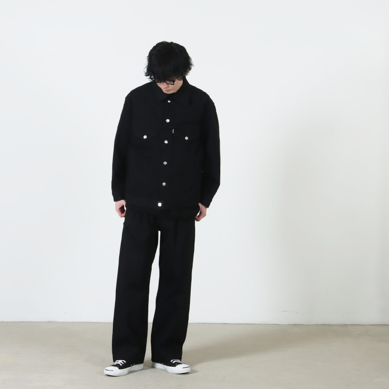 Graphpaper(����եڡ��ѡ�) Selvage Denim Trucker Jacket �� INDIGO RIGID �� BLACK WASHED